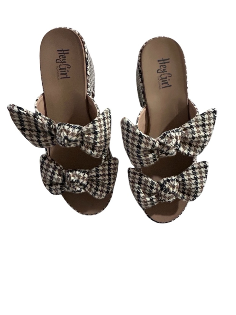 Corky’s Hey Girl Houndstooth Put A Bow On It Block Heel Sandals-Size 10-New - Picture 4 of 5